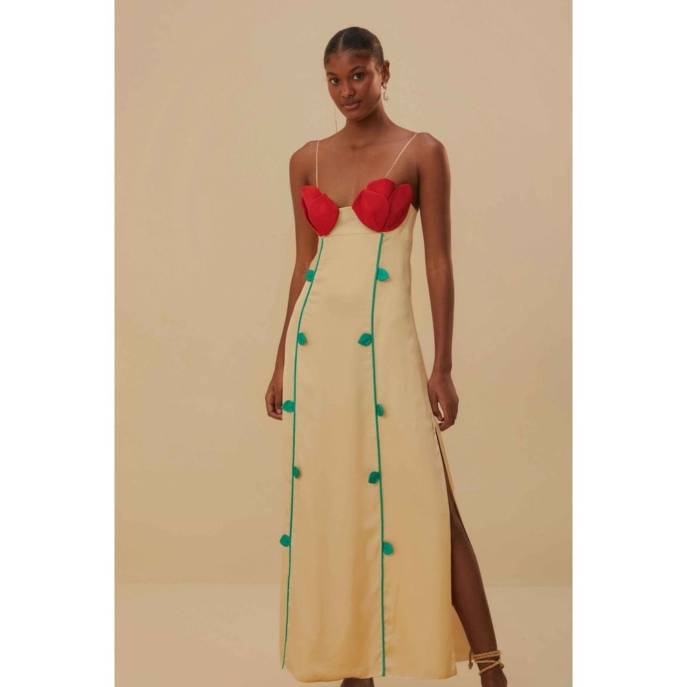 Farm Rio  Multicolor Rose Detailed Sleeveless Maxi Dress - Size L - NWT